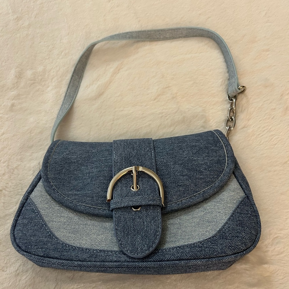 SHEIN Blue Denim Shoulder Bag with Silver Buckle